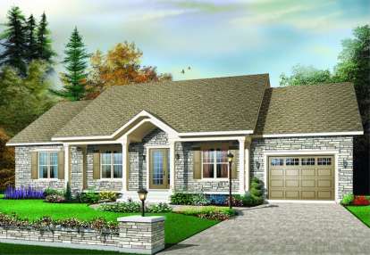 3 Bed, 1 Bath, 1350 Square Foot House Plan - #034-00659