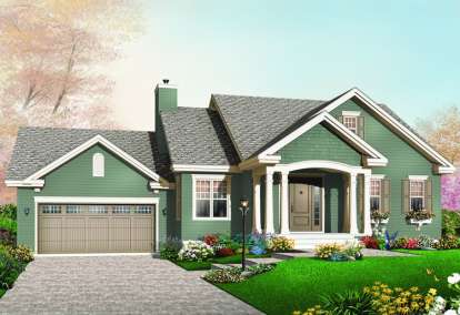 2 Bed, 1 Bath, 1197 Square Foot House Plan - #034-00666