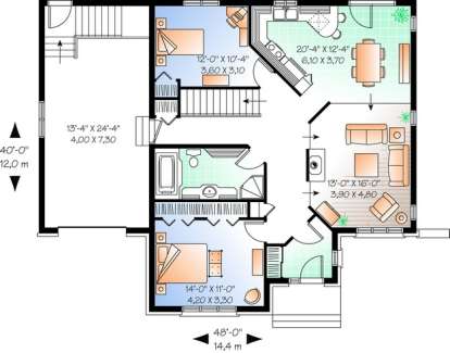 Floorplan 1 for House Plan #034-00667