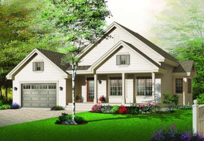 2 Bed, 1 Bath, 1337 Square Foot House Plan - #034-00669