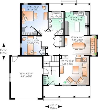 Floorplan 1 for House Plan #034-00669