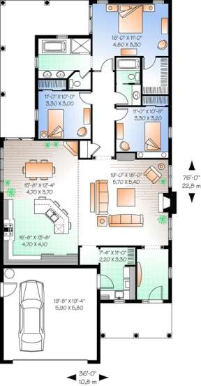 Floorplan 1 for House Plan #034-00671