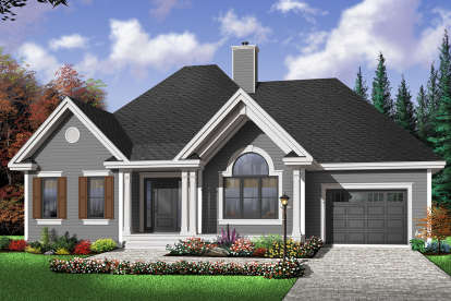 2 Bed, 1 Bath, 1186 Square Foot House Plan - #034-00672