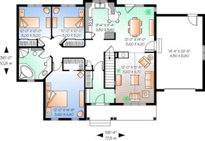 Floorplan 1 for House Plan #034-00674