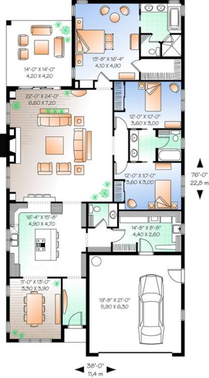 Floorplan1 for House Plan #034-00676