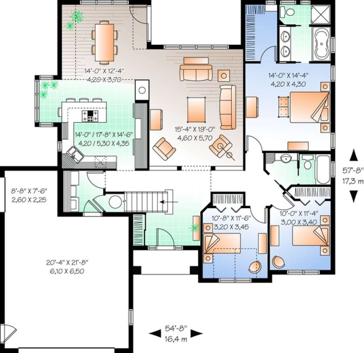 Floorplan 1 for House Plan #034-00677