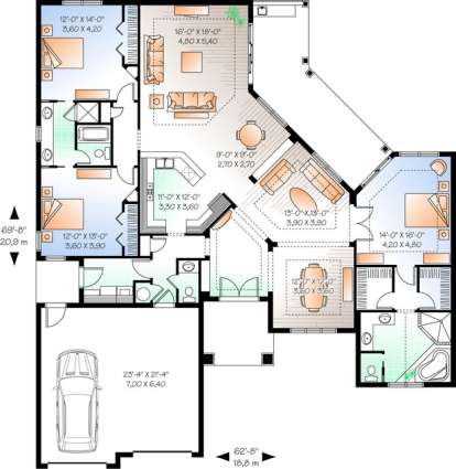 Floorplan 1 for House Plan #034-00678