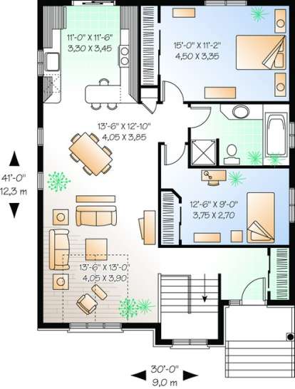 Floorplan 1 for House Plan #034-00693