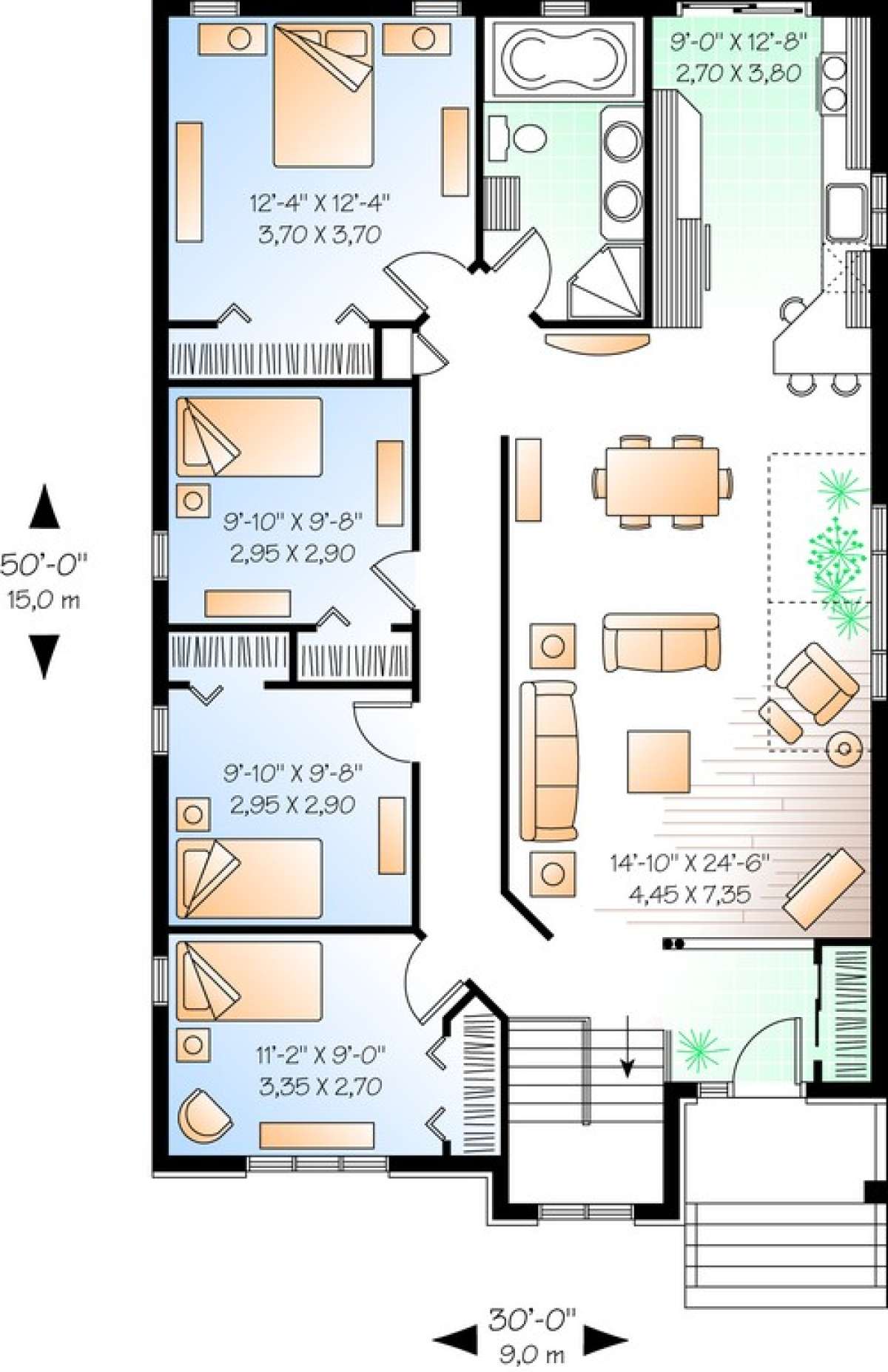 Floorplan 1 for House Plan #034-00695