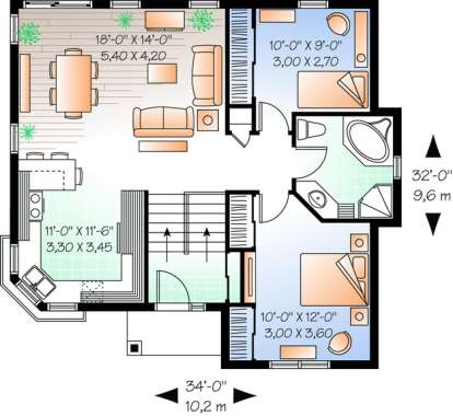 Floorplan 1 for House Plan #034-00699