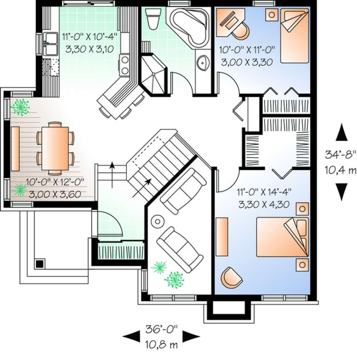 Floorplan 2 for House Plan #034-00703