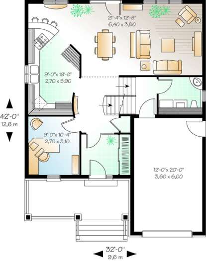 Floorplan 1 for House Plan #034-00709