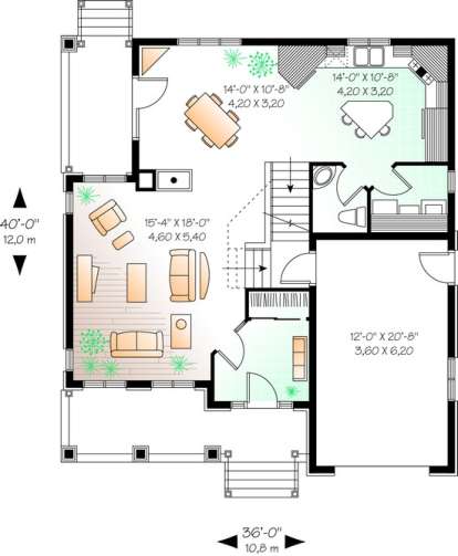Floorplan 1 for House Plan #034-00722