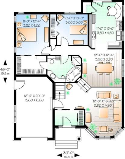 Floorplan 1 for House Plan #034-00724