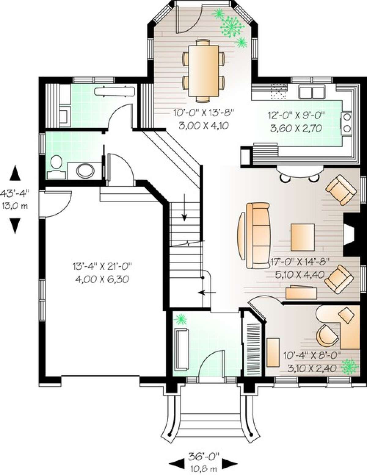 Floorplan 1 for House Plan #034-00727