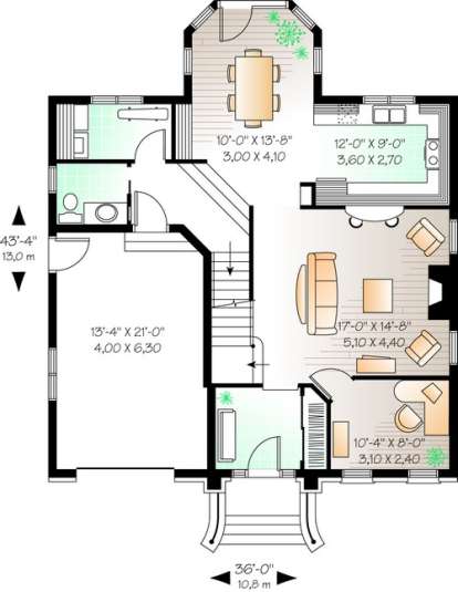 Floorplan 1 for House Plan #034-00727