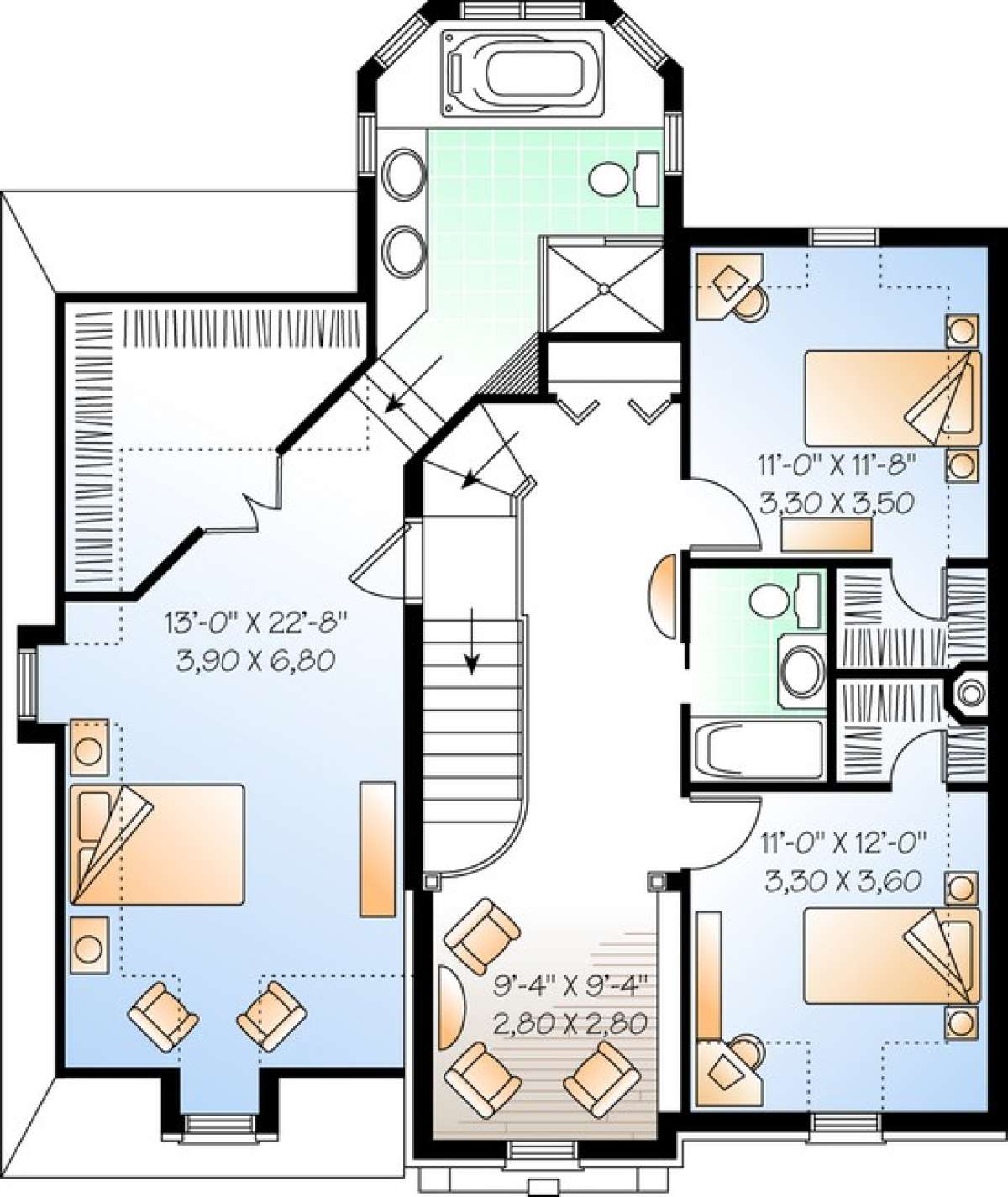 Floorplan 2 for House Plan #034-00727