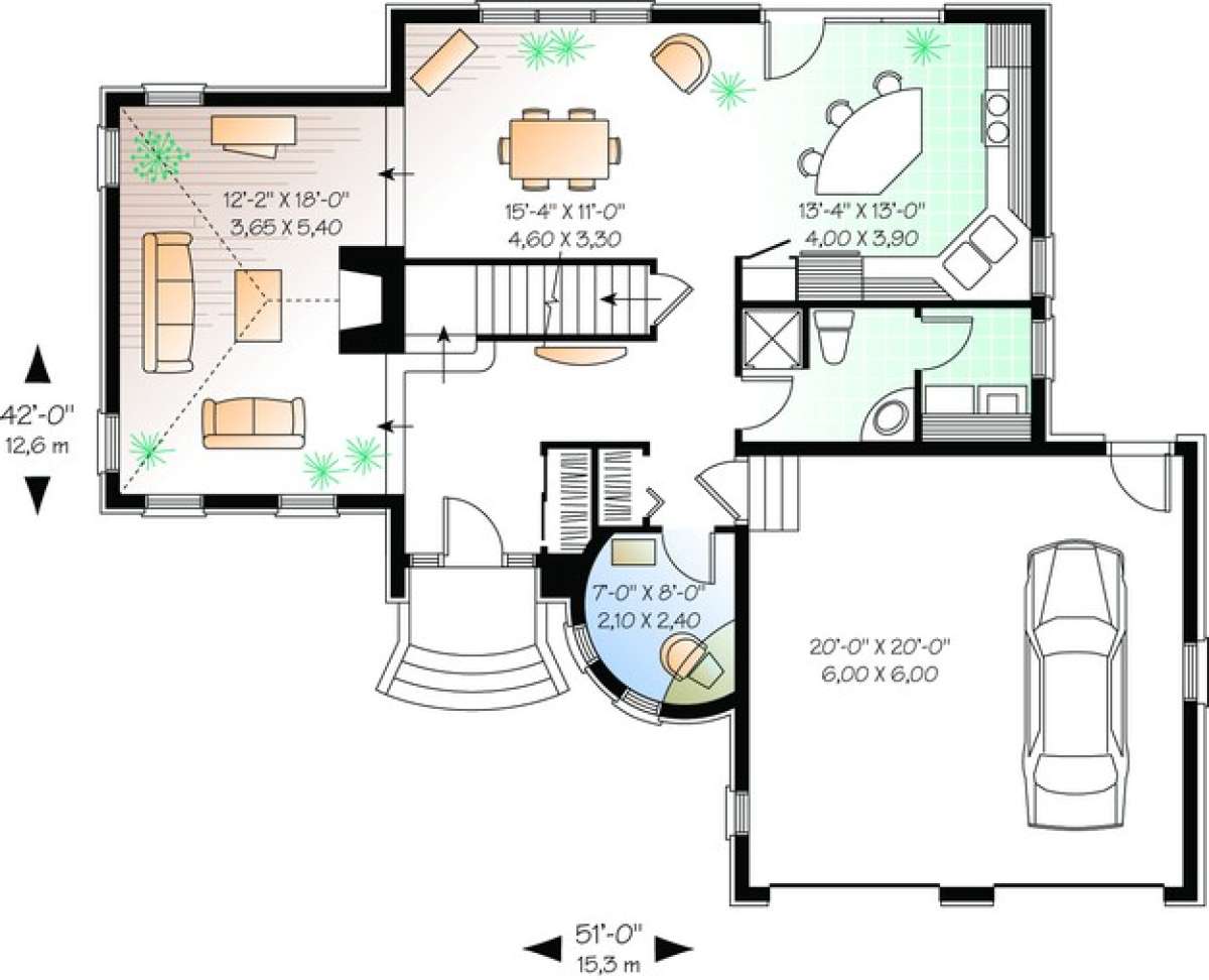 Floorplan 1 for House Plan #034-00732