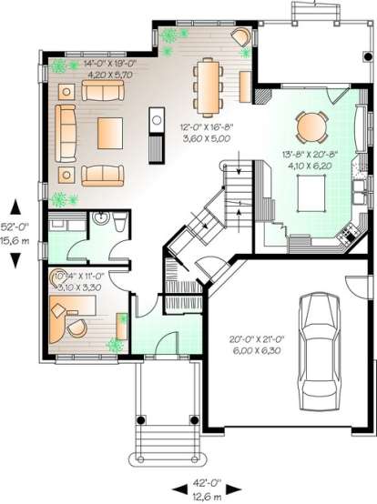 Floorplan 1 for House Plan #034-00734