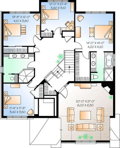 Floorplan 2 for House Plan #034-00734