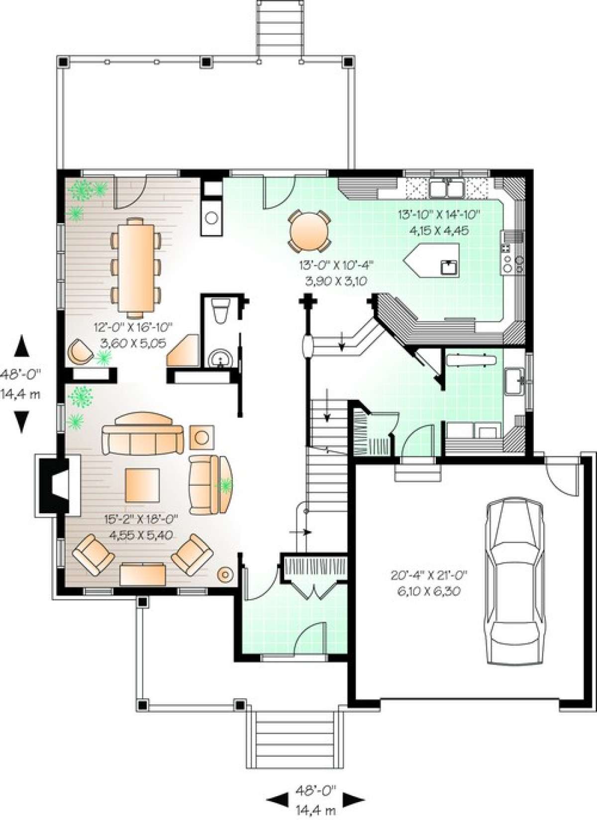 Floorplan 1 for House Plan #034-00735