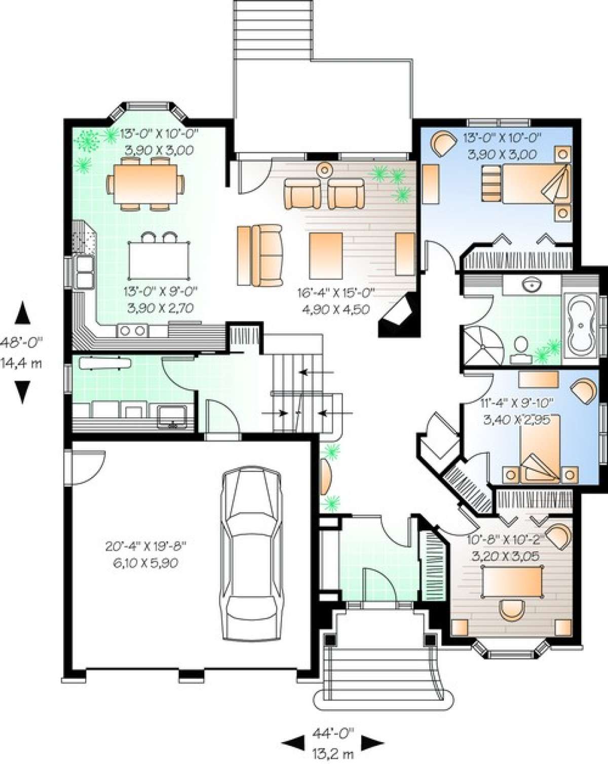Floorplan 1 for House Plan #034-00736
