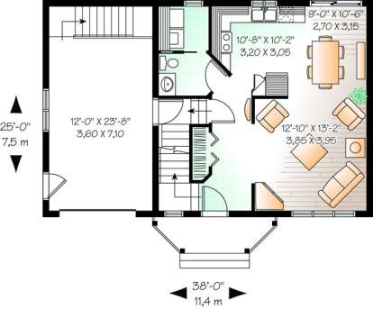 Floorplan 1 for House Plan #034-00738