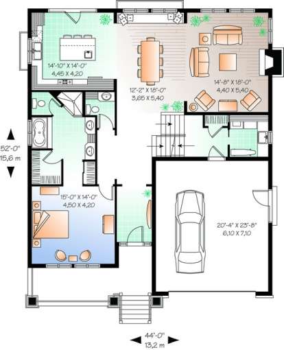 Floorplan 1 for House Plan #034-00740