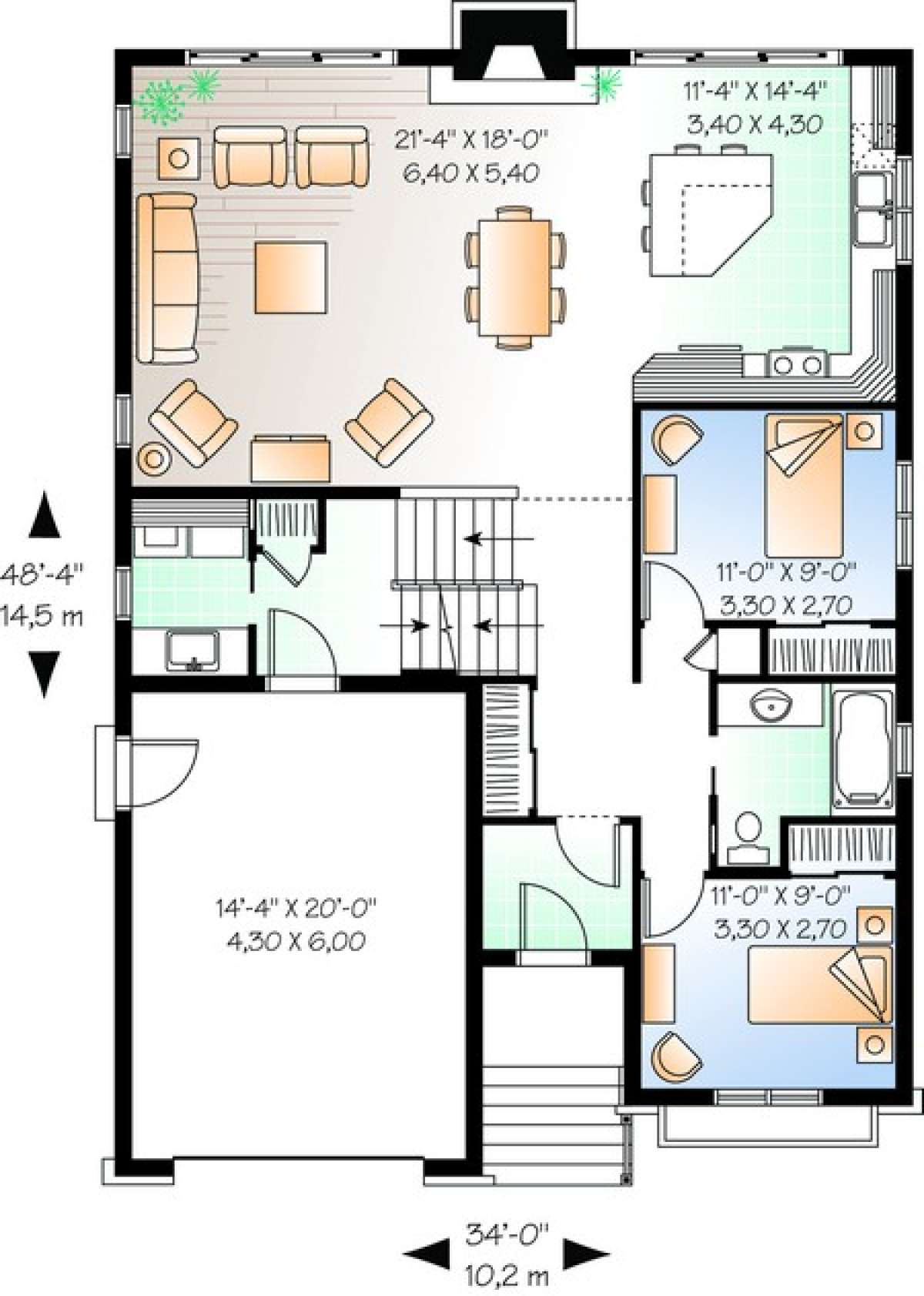 Floorplan 1 for House Plan #034-00741