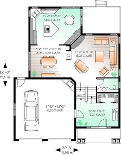 Floorplan 1 for House Plan #034-00742