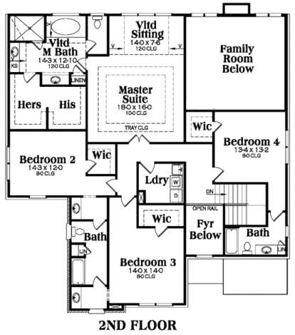 Second Floor for House Plan #009-00093
