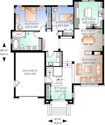 Floorplan 1 for House Plan #034-00748