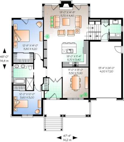 Floorplan 1 for House Plan #034-00749