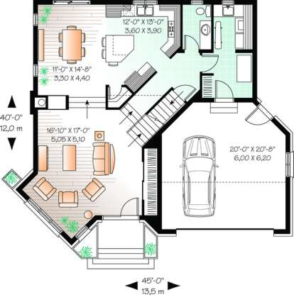 Floorplan 1 for House Plan #034-00754