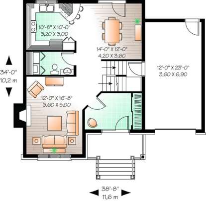 Floorplan 1 for House Plan #034-00755