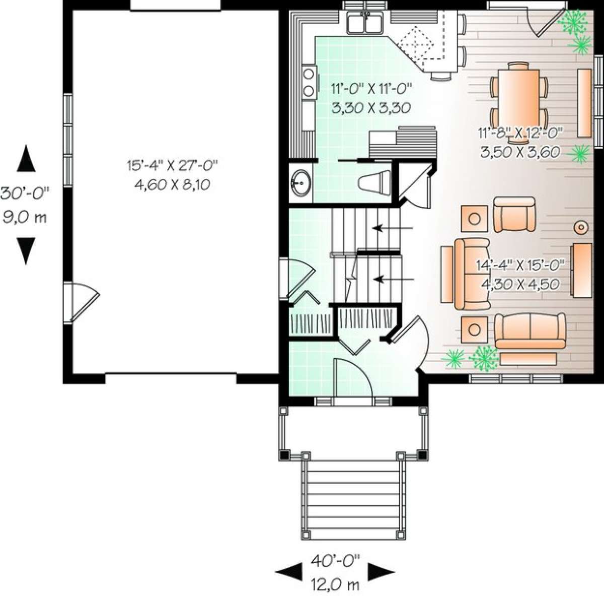 Floorplan 1 for House Plan #034-00760