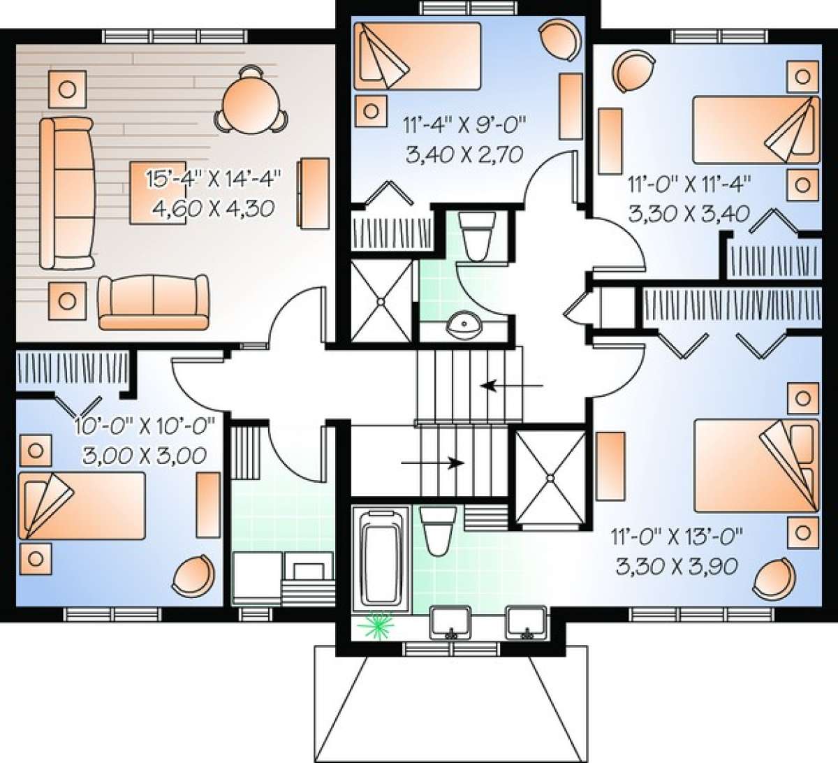 Floorplan 2 for House Plan #034-00760