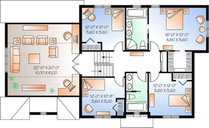 Floorplan 2 for House Plan #034-00761