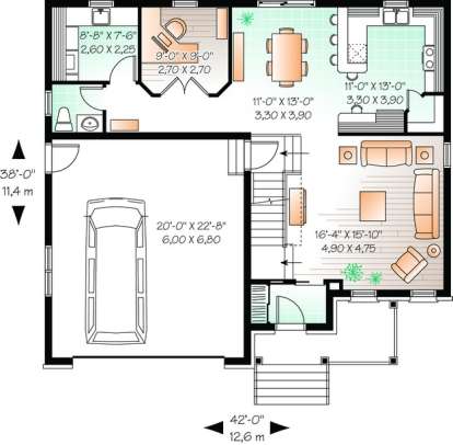 Floorplan 1 for House Plan #034-00762