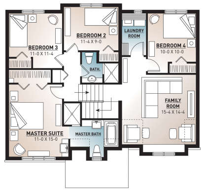 Second Floor for House Plan #034-00763