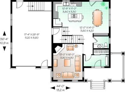 Floorplan 1 for House Plan #034-00764