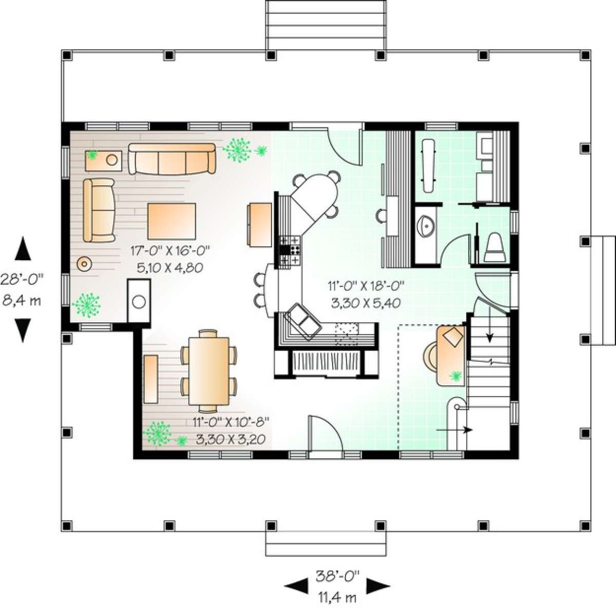 Floorplan 1 for House Plan #034-00771