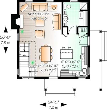 Floorplan 1 for House Plan #034-00772