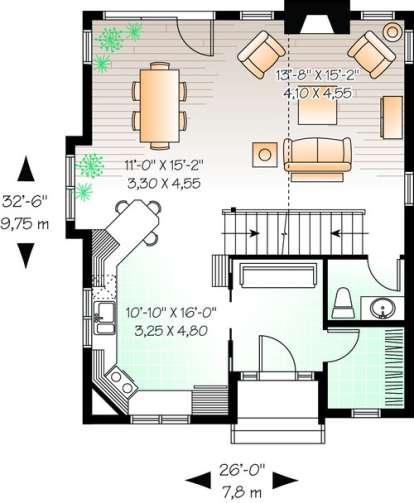 Floorplan 1 for House Plan #034-00774