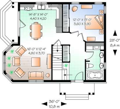 Floorplan 1 for House Plan #034-00782