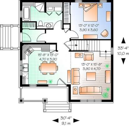 Floorplan 1 for House Plan #034-00783