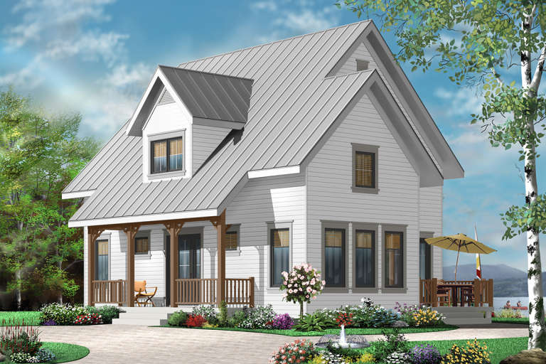 Narrow Lot House Plan #034-00785 Elevation Photo