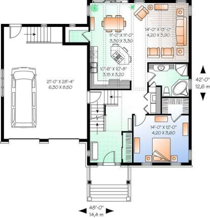 Floorplan 1 for House Plan #034-00797