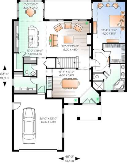 Floorplan 1 for House Plan #034-00798