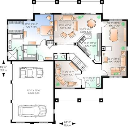 Floorplan 1 for House Plan #034-00801
